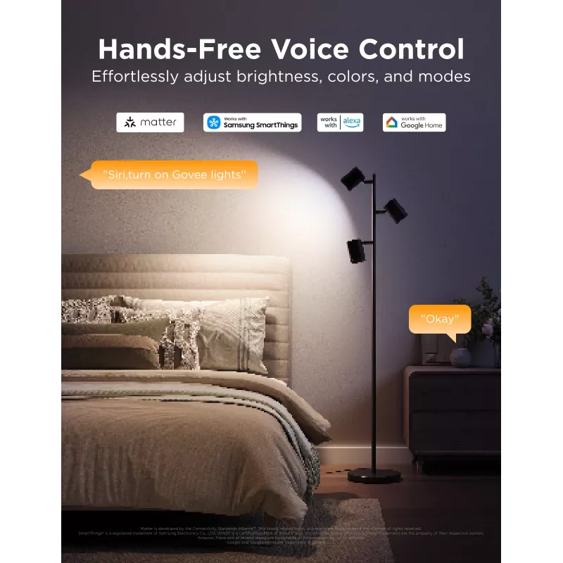 Govee Tree Floor Lamp Išmanusis grindų apšvietimas Wi-Fi/Bluetooth 72 W
