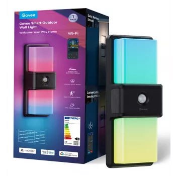Išorinis sieninis šviestuvas Govee H7078CD1 išmanusis RGB spalvą keičiantis, Wi‑Fi / išmanusis valdymas