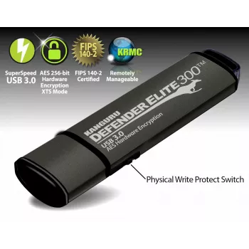 „Kanguru Defender Elite 300“ USB atmintinė 256 GB USB Type-A 3.2 Gen 1 (3.1 Gen 1) juoda