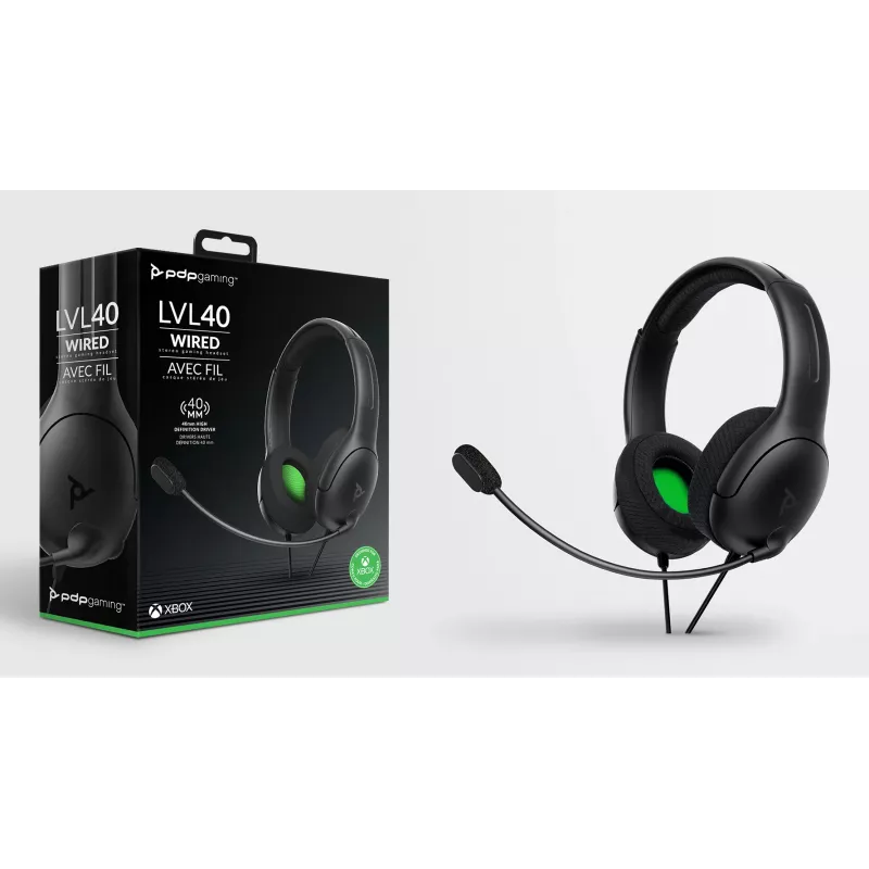 PDP LVL50 laidinės stereo ausinės XBSX, laidinės, žaidimų, ausinės, juodos