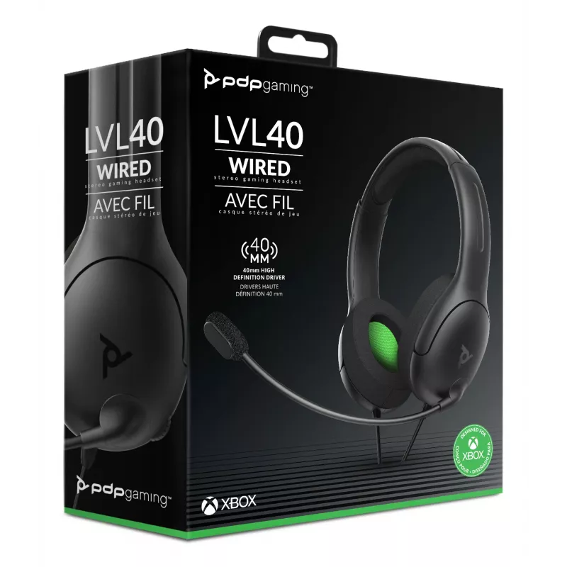 PDP LVL50 laidinės stereo ausinės XBSX, laidinės, žaidimų, ausinės, juodos