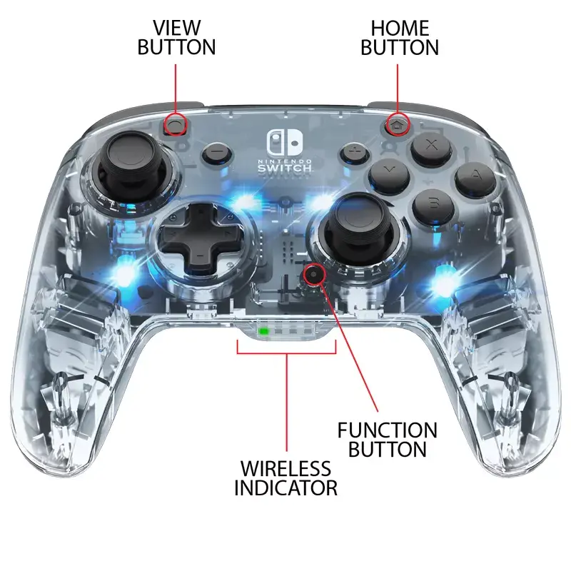 PDP Afterglow Juoda, permatomas žaidimų pultas analoginis / skaitmeninis Nintendo Switch, Nintendo Switch Lite, Nintendo Switch OLED