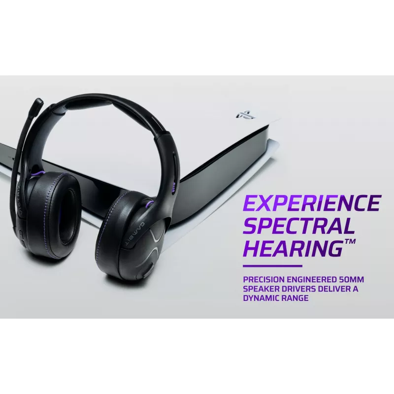 Ausinės VICTRIX Gambit Wireless — laidinis ir belaidis ryšys, 20–20000 Hz, 2 m kabelis, 301 g, juoda/violetinė