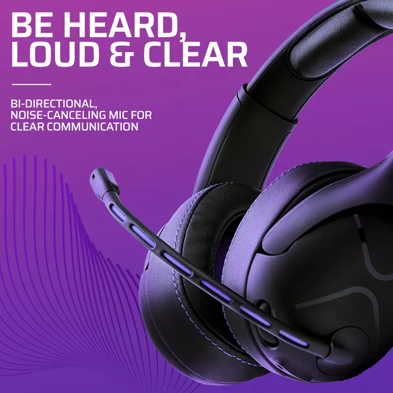 Ausinės VICTRIX Gambit Wireless — laidinis ir belaidis ryšys, 20–20000 Hz, 2 m kabelis, 301 g, juoda/violetinė