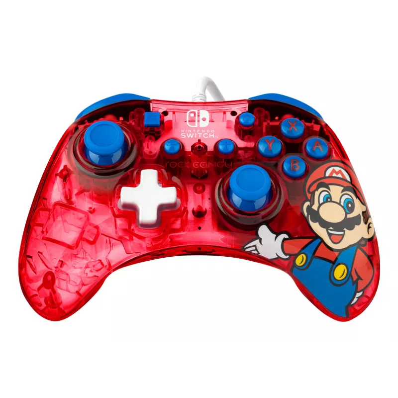 PDP Rock Candy: Mario Punch Red, permatomas USB žaidimų pultelis analoginis / skaitmeninis Nintendo Switch, Nintendo Switch Lite, Nintendo Switch OLED