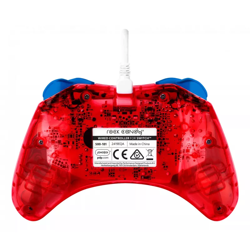 PDP Rock Candy: Mario Punch Red, permatomas USB žaidimų pultelis analoginis / skaitmeninis Nintendo Switch, Nintendo Switch Lite, Nintendo Switch OLED