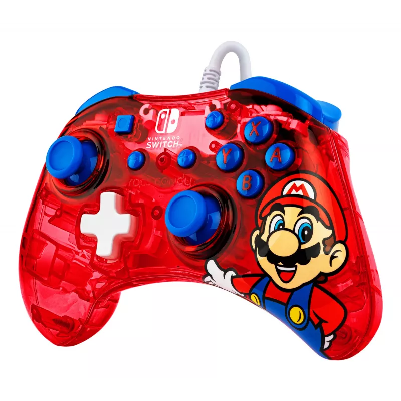 PDP Rock Candy: Mario Punch Red, permatomas USB žaidimų pultelis analoginis / skaitmeninis Nintendo Switch, Nintendo Switch Lite, Nintendo Switch OLED