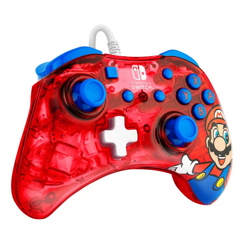 PDP Rock Candy: Mario Punch Red, permatomas USB žaidimų pultelis analoginis / skaitmeninis Nintendo Switch, Nintendo Switch Lite, Nintendo Switch OLED