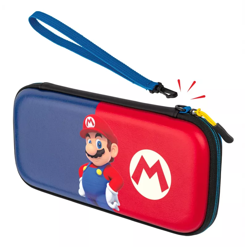 Kieto korpuso dėklas PDP plonas Deluxe Power Pose Mario, skirtas Nintendo – mėlynas/raudonas