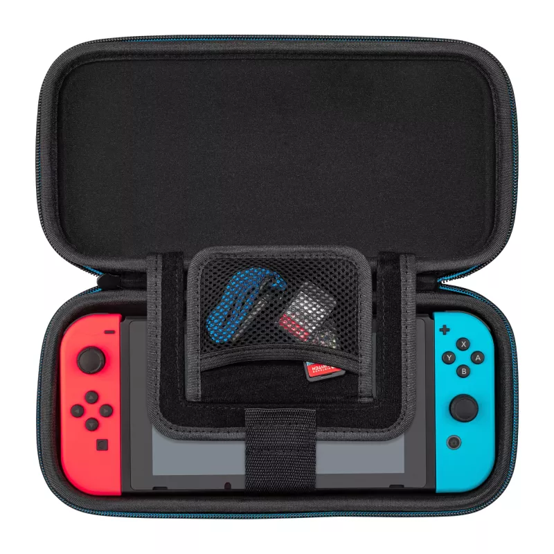 Kieto korpuso dėklas PDP plonas Deluxe Power Pose Mario, skirtas Nintendo – mėlynas/raudonas