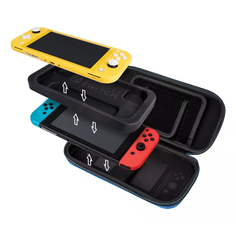 Kieto korpuso dėklas PDP plonas Deluxe Power Pose Mario, skirtas Nintendo – mėlynas/raudonas