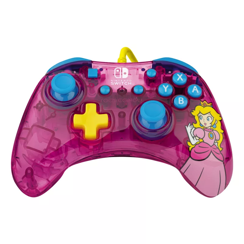 PDP Rock Candy: Bubblegum Peach Pink, permatomas USB žaidimų pultas analoginis / skaitmeninis, skirtas Nintendo Switch, Nintendo Switch Lite, Nintendo Switch OLED