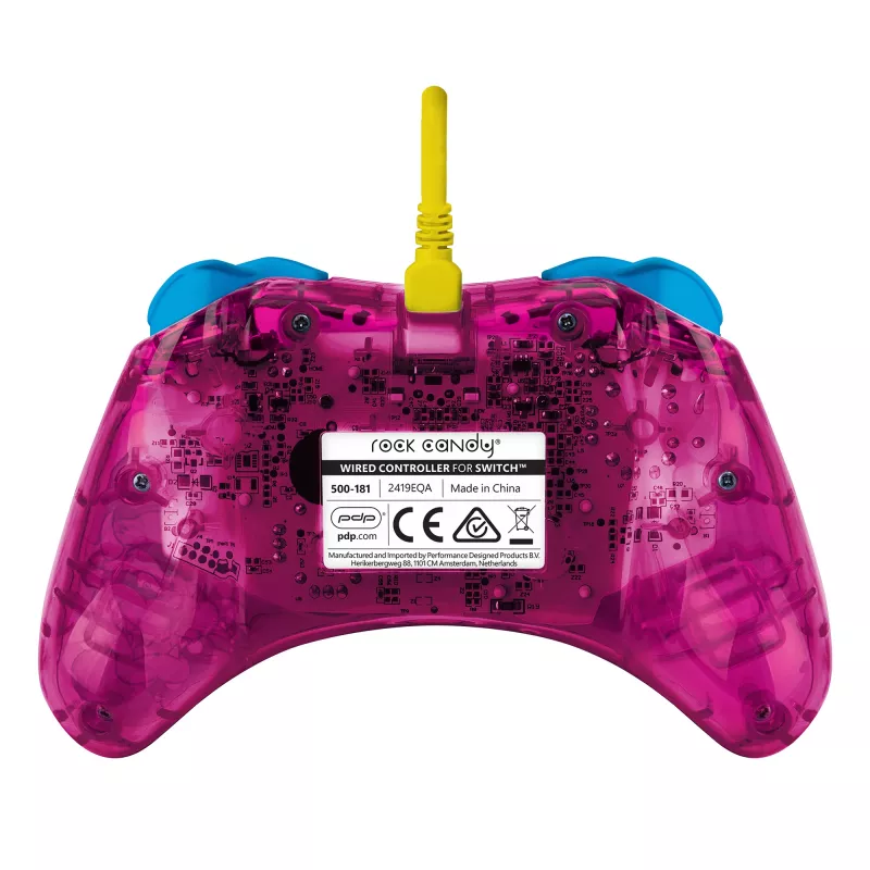 PDP Rock Candy: Bubblegum Peach Pink, permatomas USB žaidimų pultas analoginis / skaitmeninis, skirtas Nintendo Switch, Nintendo Switch Lite, Nintendo Switch OLED