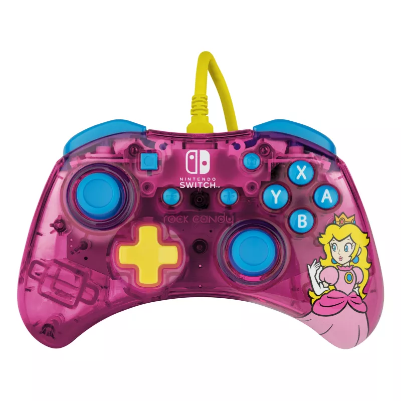 PDP Rock Candy: Bubblegum Peach Pink, permatomas USB žaidimų pultas analoginis / skaitmeninis, skirtas Nintendo Switch, Nintendo Switch Lite, Nintendo Switch OLED