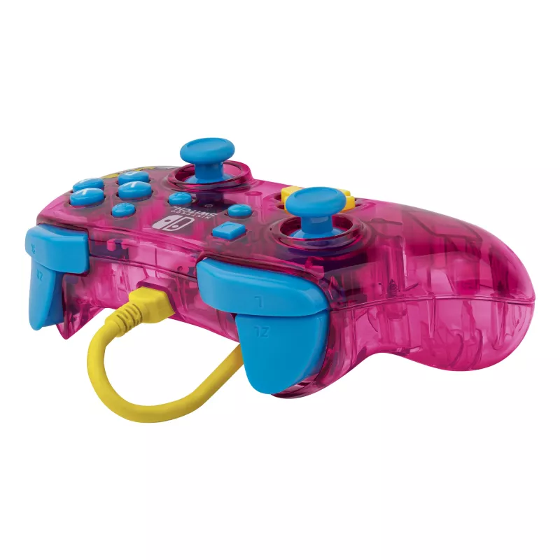 PDP Rock Candy: Bubblegum Peach Pink, permatomas USB žaidimų pultas analoginis / skaitmeninis, skirtas Nintendo Switch, Nintendo Switch Lite, Nintendo Switch OLED