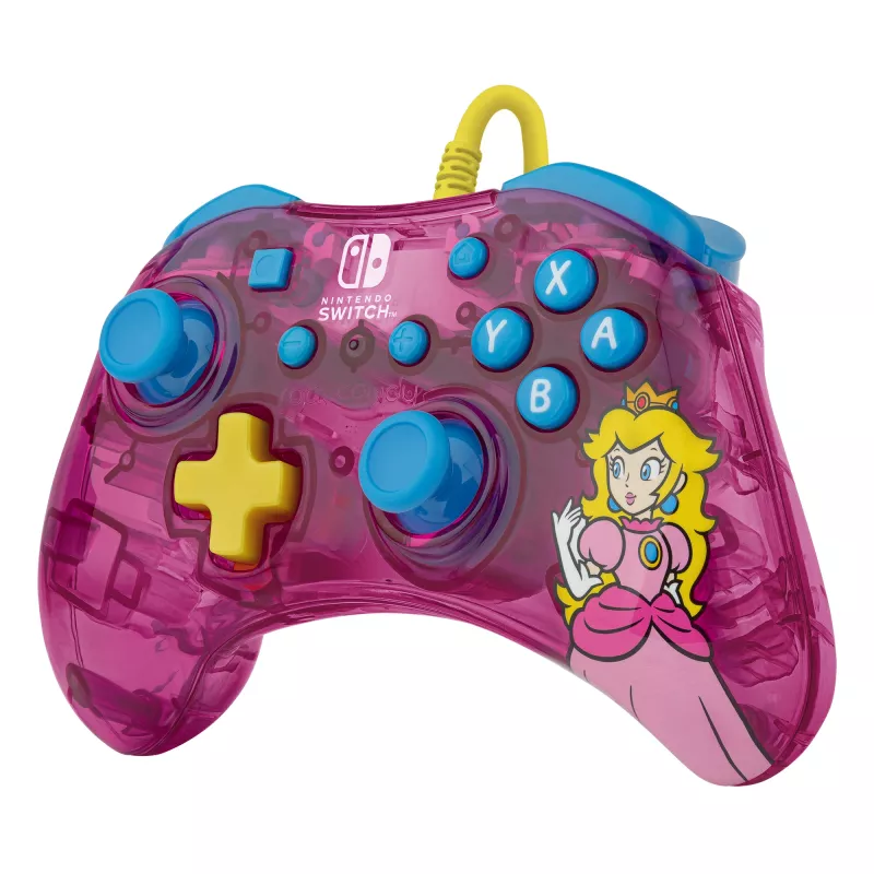 PDP Rock Candy: Bubblegum Peach Pink, permatomas USB žaidimų pultas analoginis / skaitmeninis, skirtas Nintendo Switch, Nintendo Switch Lite, Nintendo Switch OLED