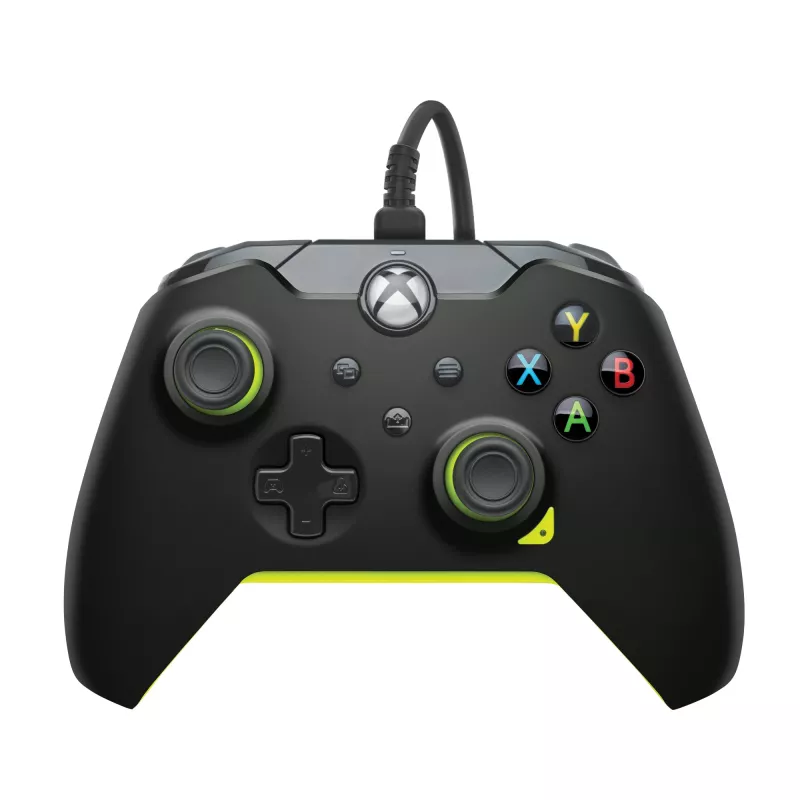 Laidinis PDP žaidimų pultelis Electric Juoda, skirtas Xbox Series X|S, Xbox One ir Windows – USB-C, 2,43 m laidas, D-pad, Meniu/Dalijimosi/Peržiūros mygtukai