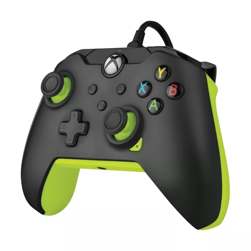 Laidinis PDP žaidimų pultelis Electric Juoda, skirtas Xbox Series X|S, Xbox One ir Windows – USB-C, 2,43 m laidas, D-pad, Meniu/Dalijimosi/Peržiūros mygtukai