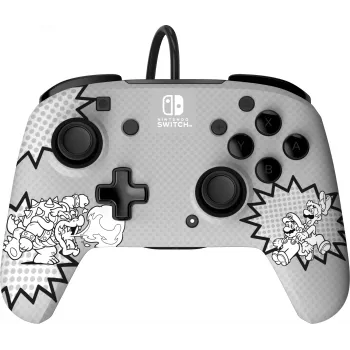 PDP REMATCH: Comic Attack Juoda, Pilka, White USB žaidimų pultas analoginis / skaitmeninis Nintendo Switch, Nintendo Switch OLED
