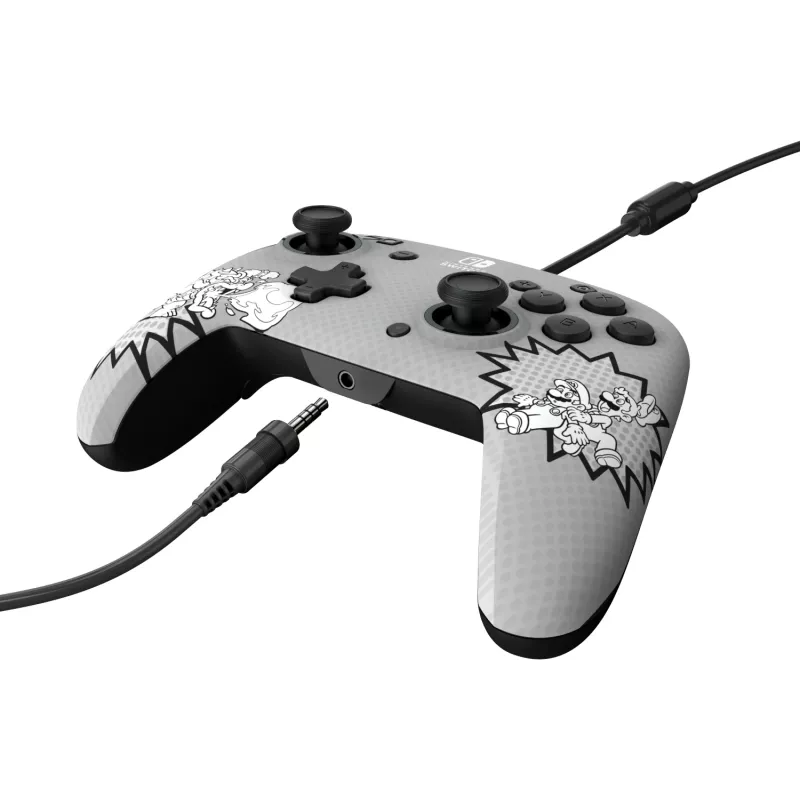 PDP REMATCH: Comic Attack Juoda, Pilka, White USB žaidimų pultas analoginis / skaitmeninis Nintendo Switch, Nintendo Switch OLED
