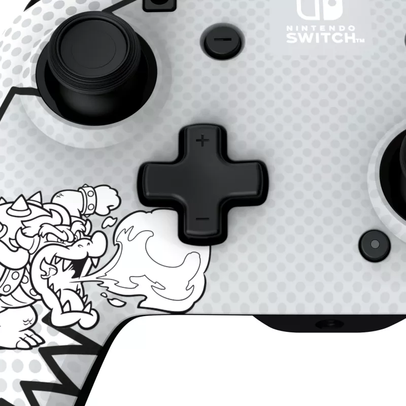 PDP REMATCH: Comic Attack Juoda, Pilka, White USB žaidimų pultas analoginis / skaitmeninis Nintendo Switch, Nintendo Switch OLED