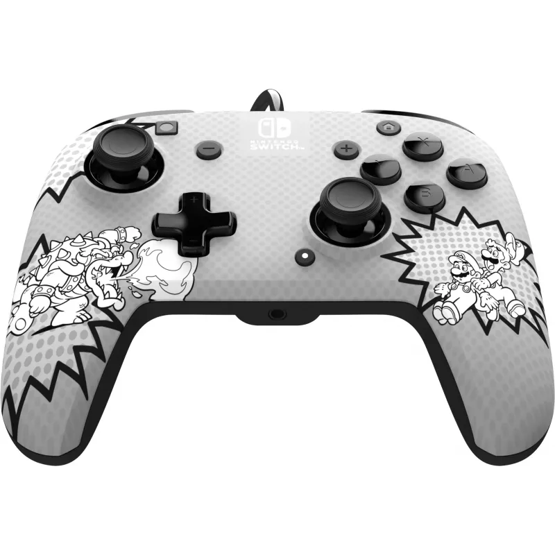 PDP REMATCH: Comic Attack Juoda, Pilka, White USB žaidimų pultas analoginis / skaitmeninis Nintendo Switch, Nintendo Switch OLED