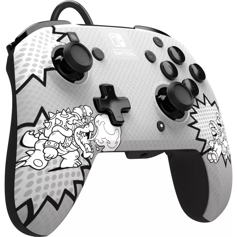 PDP REMATCH: Comic Attack Juoda, Pilka, White USB žaidimų pultas analoginis / skaitmeninis Nintendo Switch, Nintendo Switch OLED
