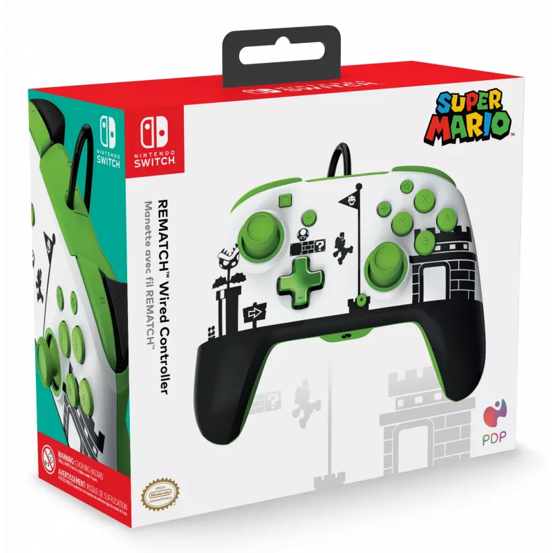 PDP REMATCH laidinis valdiklis: Super Mario Retro, žaidimų pultas, Nintendo Switch, Nintendo Switch OLED, krypties mygtukas, Pradžios mygtukas, analoginis / skaitmeninis, laidinis, USB