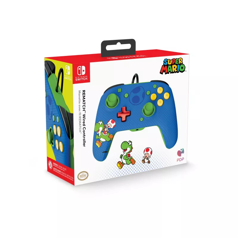 PDP REMATCH laidinis valdiklis: Yoshi & Toad, žaidimų pultas, Nintendo Switch, Nintendo Switch OLED, D-pad, Pradžios mygtukas, Analoginis / Skaitmeninis, Laidinis, USB