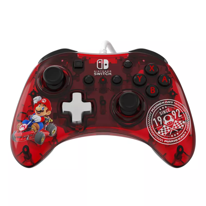 “Rock Candy”: Mario Punch Red, permatomas USB žaidimų pultas, analoginis / skaitmeninis, skirtas Nintendo Switch, Nintendo Switch Lite, Nintendo Switch OLED