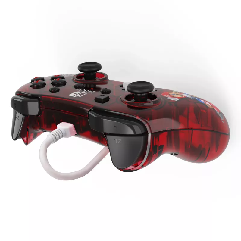 “Rock Candy”: Mario Punch Red, permatomas USB žaidimų pultas, analoginis / skaitmeninis, skirtas Nintendo Switch, Nintendo Switch Lite, Nintendo Switch OLED