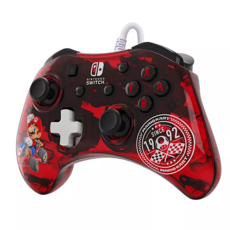 “Rock Candy”: Mario Punch Red, permatomas USB žaidimų pultas, analoginis / skaitmeninis, skirtas Nintendo Switch, Nintendo Switch Lite, Nintendo Switch OLED