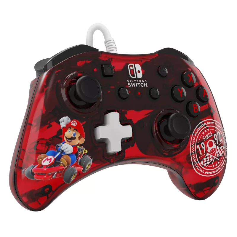 “Rock Candy”: Mario Punch Red, permatomas USB žaidimų pultas, analoginis / skaitmeninis, skirtas Nintendo Switch, Nintendo Switch Lite, Nintendo Switch OLED