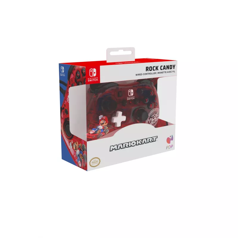 “Rock Candy”: Mario Punch Red, permatomas USB žaidimų pultas, analoginis / skaitmeninis, skirtas Nintendo Switch, Nintendo Switch Lite, Nintendo Switch OLED