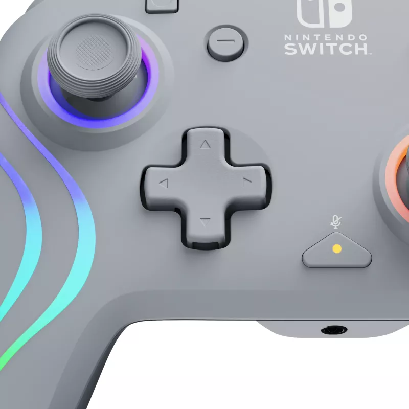 PDP Afterglow Wave pilkas USB žaidimų pultas analoginis / skaitmeninis, skirtas Nintendo Switch, Nintendo Switch OLED