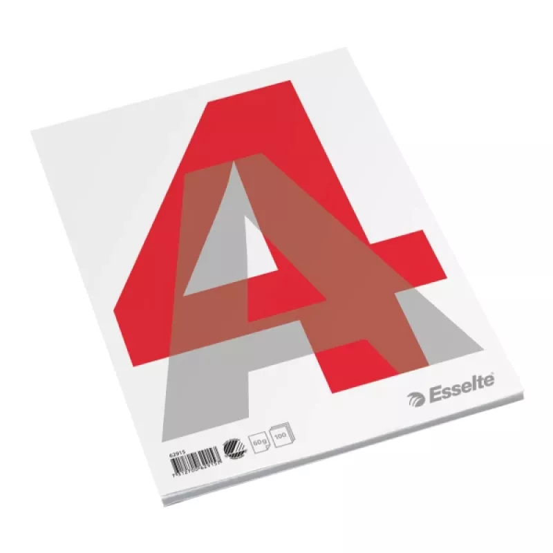 „Esselte“ klijuotas bloknotas A4, paprastas –, Pilka, Raudona, Balta, A4, 100 lapų, 60 g/m², Kietas viršelis