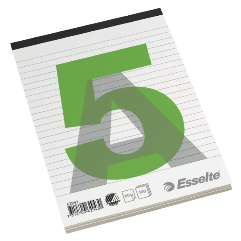 Esselte Siūtas bloknotas A5 Linijinis –, žalias, pilkas, baltas, A5, 100 lapų, 60 g/m², Linijinis popierius, Kietas viršelis