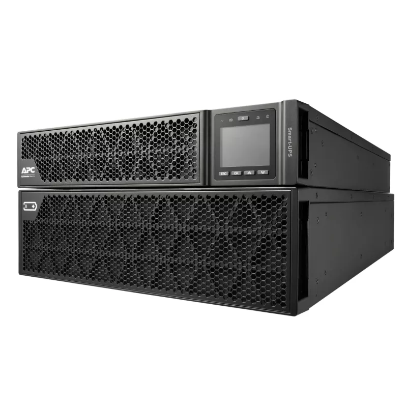 APC Smart-UPS On-Line, 8kVA/8kW, montuojamas stovu / bokšte, 230V, 2x IEC C13+1x IEC C19+laidinis 3 laidų (H+N+E) lizdai, tinklo plokštė, be montavimo bėgelių