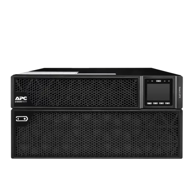 APC Smart-UPS On-Line, 8kVA/8kW, montuojamas stovu / bokšte, 230V, 2x IEC C13+1x IEC C19+laidinis 3 laidų (H+N+E) lizdai, tinklo plokštė, be montavimo bėgelių