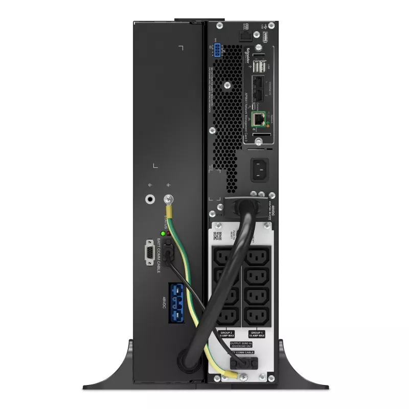 APC Smart-UPS On-Line, 1500VA, ličio jonų, montuojamas į stelažą 4U, 230V, 8x C13 IEC lizdai, tinklo plokštė, prailgintas veikimo laikas, komplekte bėgelių rinkinys