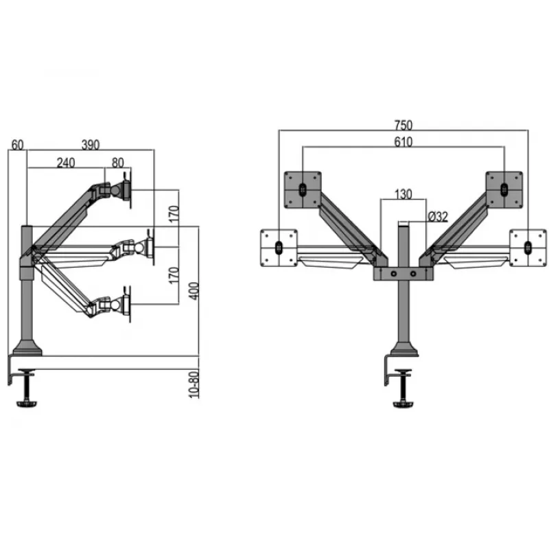 Multibrackets M VESA Gas Lift Arm Dual Juoda