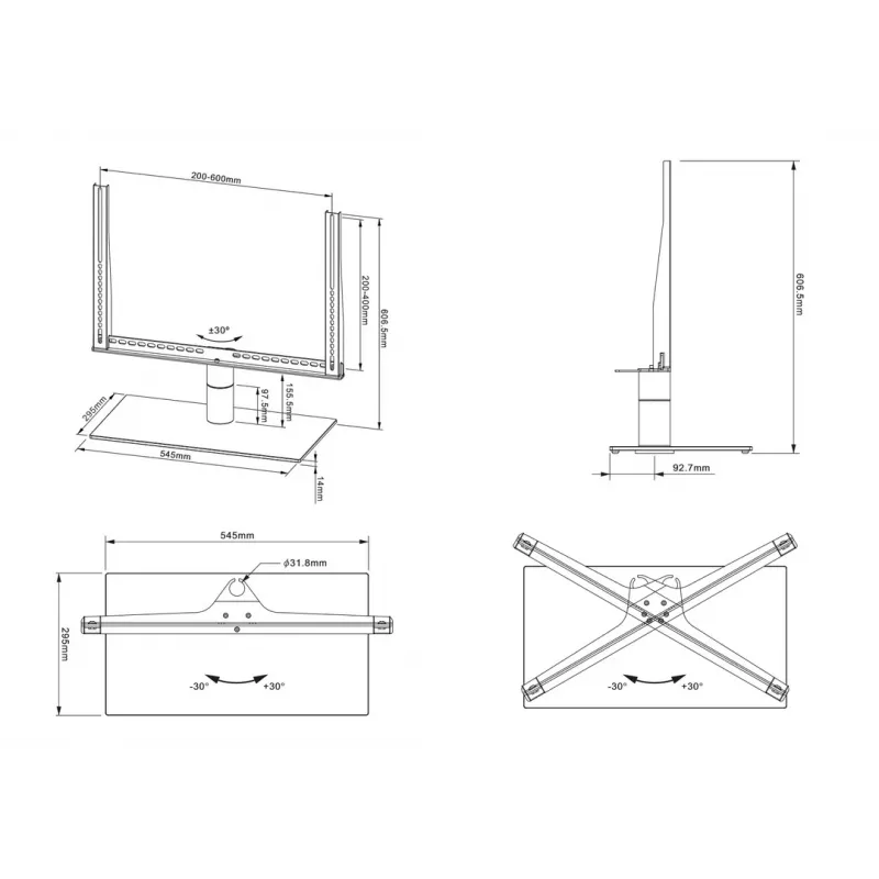 Stalinis stovas Multibrackets M VESA Turn Juoda Large MAX 600x400
