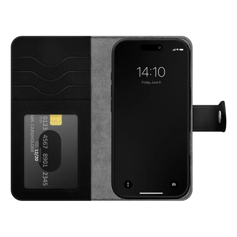 iDeal of Sweden Magnet Wallet+ MagSafe iPhone 17 Pro Juoda, dėklas-piniginė, Apple, iPhone 17 Pro, juoda