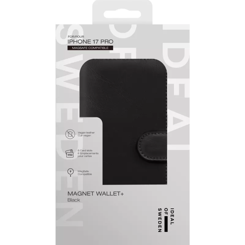 iDeal of Sweden Magnet Wallet+ MagSafe iPhone 17 Pro Juoda, dėklas-piniginė, Apple, iPhone 17 Pro, juoda