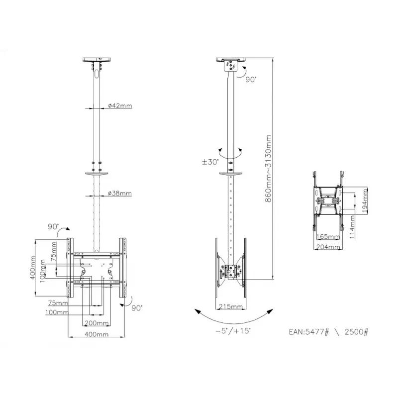Lubinis laikiklis Multibrackets M Public Medium Back to Back Juoda 3000
