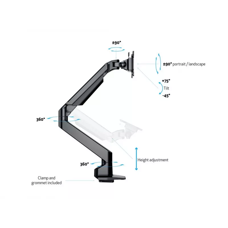 Multibrackets M VESA Gas Lift Arm Single juoda