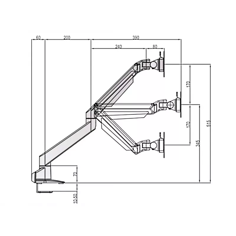 Multibrackets M VESA Gas Lift Arm Single juoda