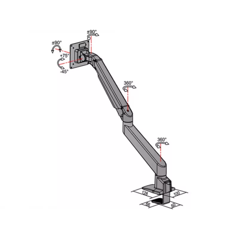 Multibrackets M VESA Gas Lift Arm Single juoda
