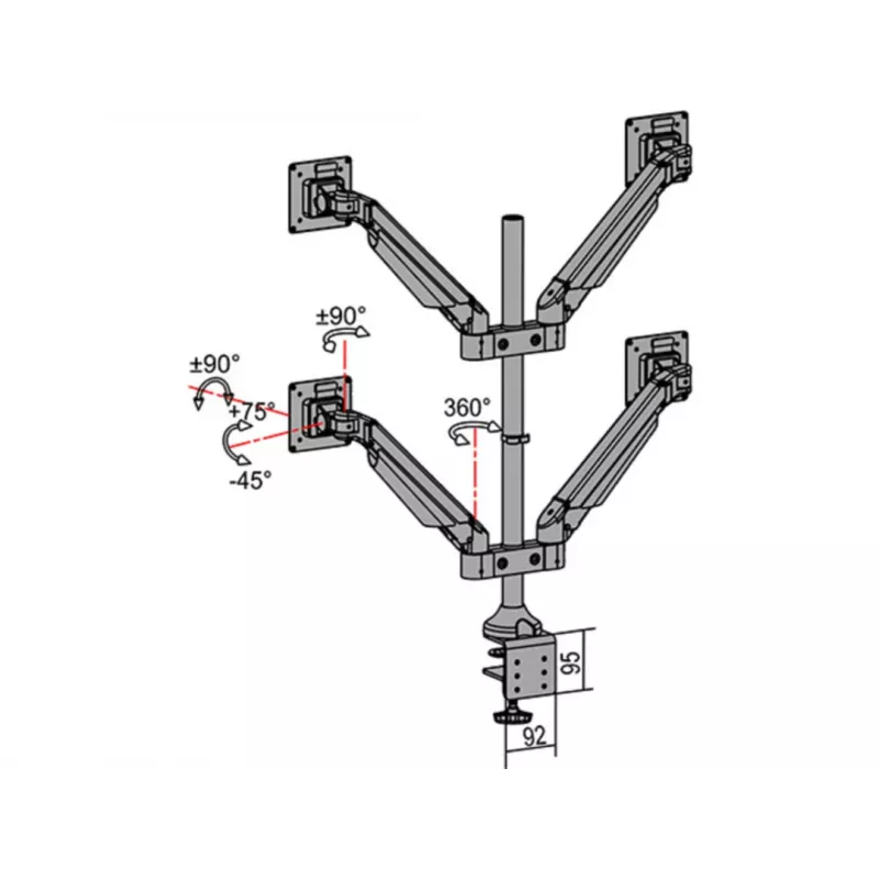 Multibrackets M VESA Gas Lift Arm Quad Juoda 40 kg 15-32 colio