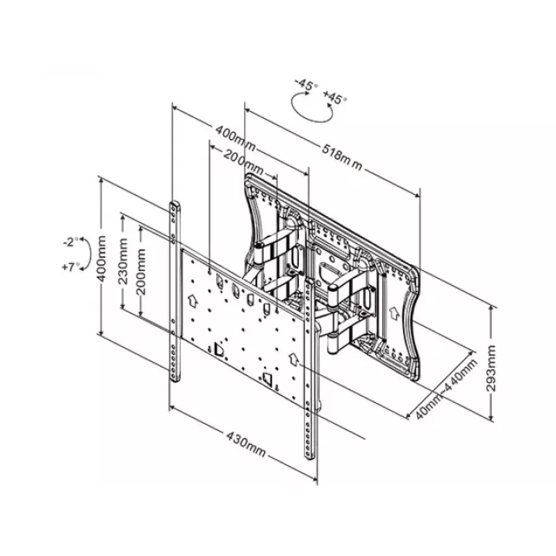 Laikiklis Multibrackets M VESA Super plonas Tilt & Turn Plus HD